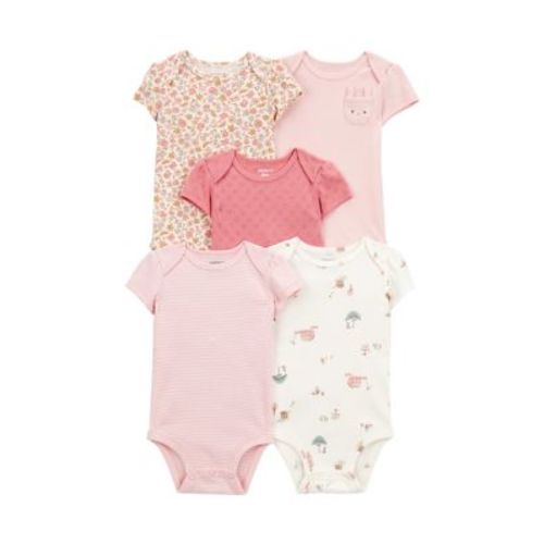 Baby Girls Short Sleeve Bodysuits - 5 Pack