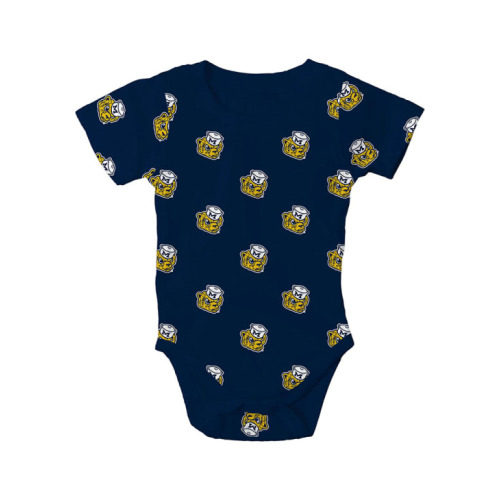 Wes and Willy Baby BLUE Michigan Wolverines All Over Print Sailor Hat Short Sleeve One Piece - 42151055
