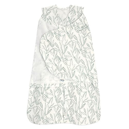 HALO 100% Cotton Sleepsack Swaddle, 3-Way Adjustable Wearable Blanket, TOG 1.5, Leaves, Newborn, 0-3 Months