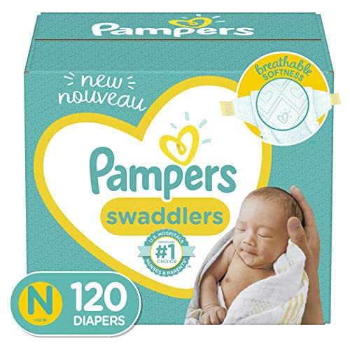 Diapers Newborn/Size 0 (< 10 lb), 120 Count - Pampers Swaddlers Disposable Baby Diapers, Giant Pack
