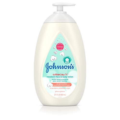 Johnson's CottonTouch Newborn Baby Face and Body Lotion, Hypoallergenic and Paraben-Free Moisturization for Baby's Sensitive Skin, Made with Real Cotton, 27.1 fl. oz