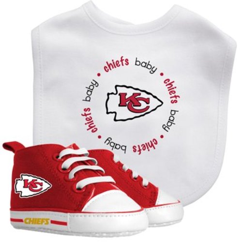 BabyFanatic 2 Piece Bib and Shoes - NFL Kansas City Chiefs - White Unisex Infant Apparel