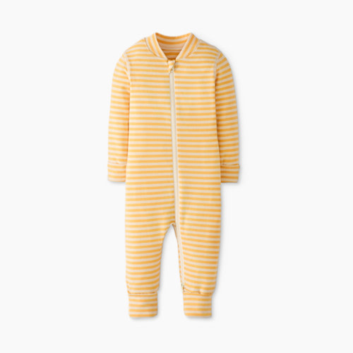 Hanna Andersson Baby 2-Way Zip Sleeper in HannaSoft™ - Marigold/Ecru, 0-3 M