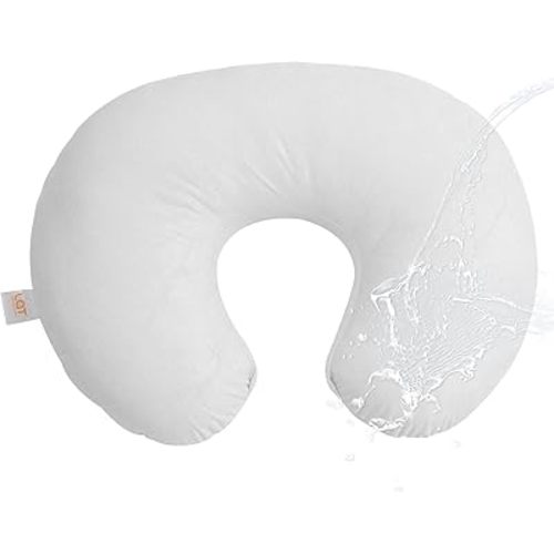 LAT Waterproof Nursing Pillow for Breastfeeding,Waterproof Removable Cover,Ergonomic Breast Feeding Pillows Baby for Baby Boys and Girls,Machine Washable(White)