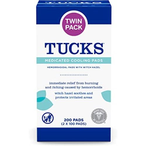 TUCKS Medicated Cooling Pads, 200 Count - Witch Hazel Pads for Sensitive Areas, Cleanse and Protect from Irritation