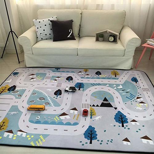 Play Mat for Baby Grey Area Rug Foam Play Mat Living Room Floor Mats Baby Crawling Mats Climbing Pad Nursery Rug Carpet, Village, 59 by 79 Inches - Color 3