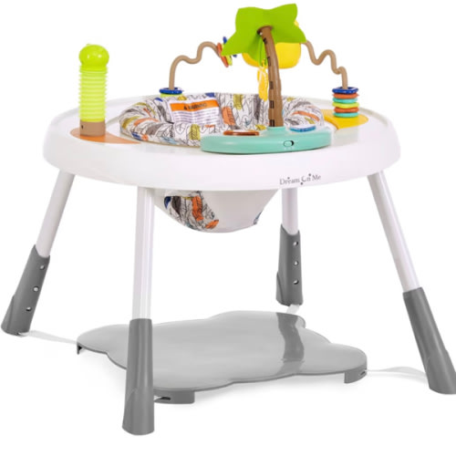 Dream On Me Curio Sit N Seek Baby Activity Center in Mint, 2 in 1 Activity Center and Play Table with 3 Detachable Toys and Music, 3 Level Height Adjustable Positions