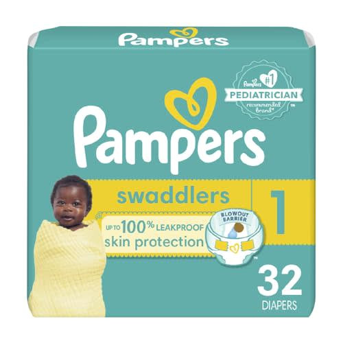 Pampers Baby Diapers - Swaddlers - Size 1, 32 Count, Ultra Absorbent Disposable Infant Diaper