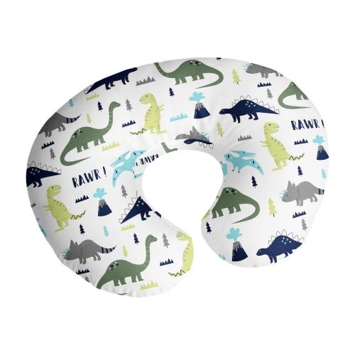 Sweet Jojo Designs Boy Support Nursing Pillow Cover (Pillow Not Included) Mod Dinosaur Blue Green and Grey