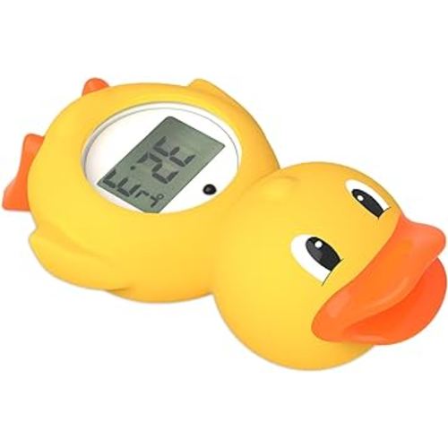 Baby Bath Thermometer with LED Display and Temperature Warning, Digital Room Thermometer & Fahrenheit Water Temperature Thermometer, Infant Bath Toys Floating Toy Safety Thermometer for Kids Newborn