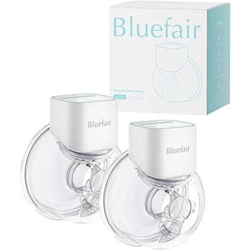 Bluefair Breast Pump, Wearable Breast Pump, Breast Pump Hands-Free, Wearable Pumps for Breastfeeding, 3 Modes & 12 Levels, Smart Display, Memory and Anytime Pause function-24mm, 2 Pack(White)