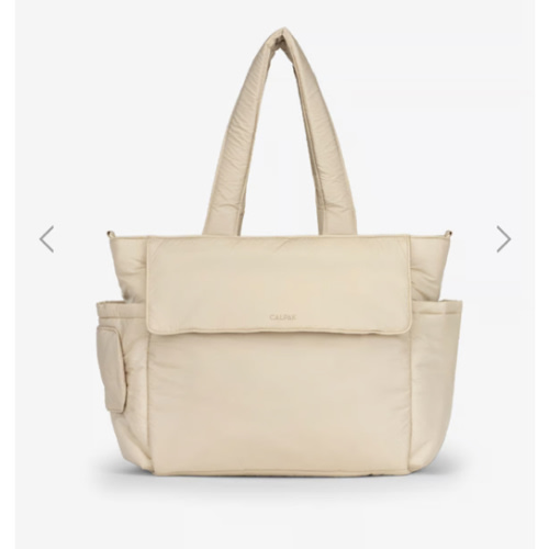 Diaper Tote Bag with Laptop Sleeve - oatmeal color