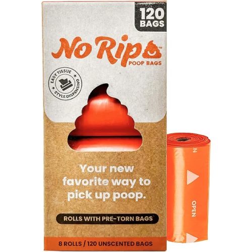 Convenient Tissue-Style Poop Bags for Dogs - Easy Dispensing, No Tear, Extra Thick Rolls, Leak Proof, Leash Dispenser Refills, Unscented - 120 Count