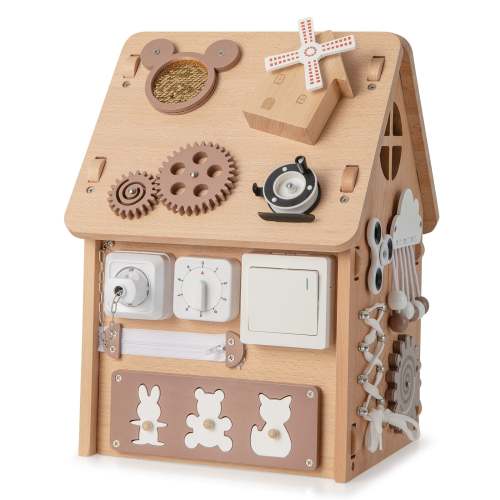 Multi-Purpose Busy House With Sensory Games and Interior Storage Space