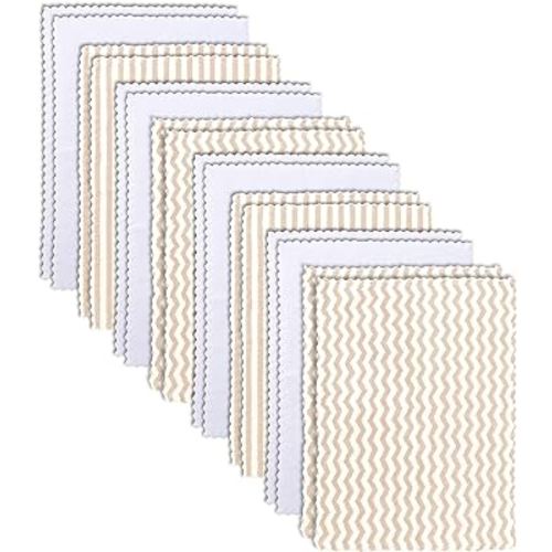 16 Pack Super Soft Baby Burp Cloths, Baby Washcloths, Ultra Absorbent Large Newborn Burping Cloth for Boy and Girl, Milk Spit Up Rags, Unisex for Baby Sensitive Skin, Brown and White, 16 × 12 Inch