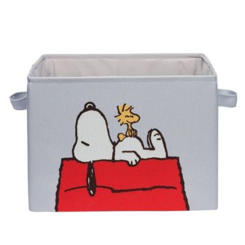 Lambs & Ivy Snoopy Foldable/Collapsible Storage Bin/Basket Organizer with Handles: Gray, 12.5" Width