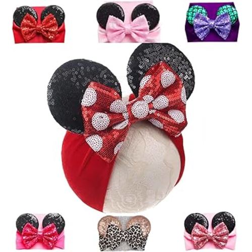 Mouse Ears Headband/Headwrap - Toddler, Baby, Kids upto 4 Years - Party supplies - Red Polka