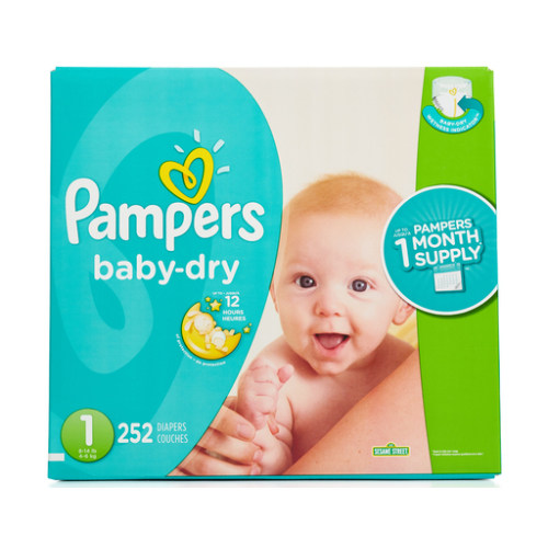 Pampers Baby Dry Diapers 252 Ct. - Size 1 | Boxed
