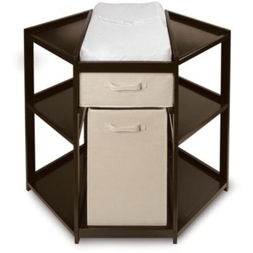 Badger Basket Diaper Corner Baby Changing Table With Hamper And Basket - Espresso