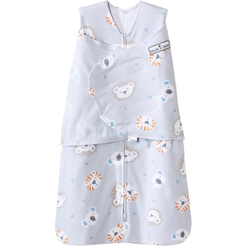 HALO 100% Cotton Sleepsack Swaddle, 3-Way Adjustable Wearable Blanket, TOG 1.5, Multicolor Lions, Tigers, and Bears, Small, 3-6 Months