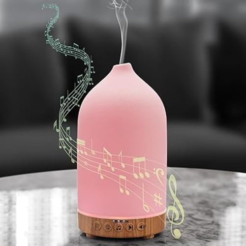 200ML White Noise Ceramic Diffuser,Sleep Sound Machine with 20 Natural Soothing Sounds, 7 Color Lights,Essential Oil Diffuser, Timer for Baby, Kids, Adults, Office, Home(Wood Grain) Upgrade