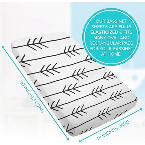 Kushies Baby Bassinet/Carriage Pad Fitted Sheet Flannel, One Direction Black & White, S335-619