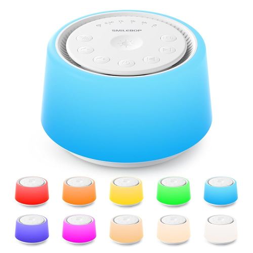 White Noise Machine with Night Light, 30 Soothing Sounds Portable Sound Machine for Baby and Adults, 10 Color Night Light, 5 Timer Options, Memory Function,Compact for Travel, Nursery,Home