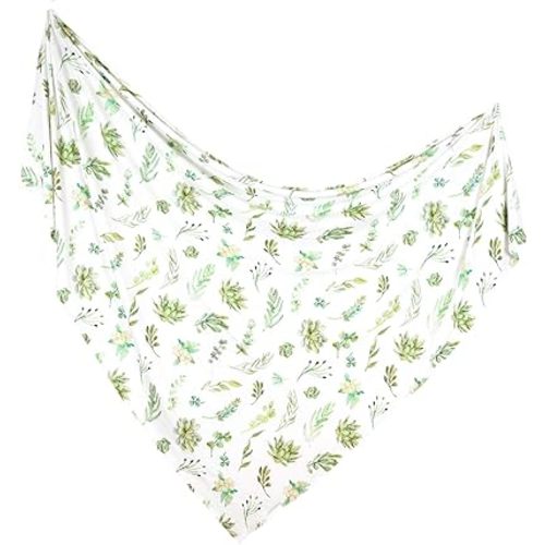 – Swaddle Blanket – Viscose Made from Bamboo Soft Baby Blanket for Baby Boy/Girl – Stretchy Newborn Baby Wrap – Nursery Receiving Blanket – Gender Neutral – 47” x 47” (Succulents Print)