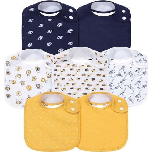 7 Pack Baby Cotton Absorbent Bibs for Drooling Teething - Yellow