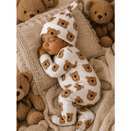 Baby Bear | Organic Cotton Baby Clothes 2-Way Zipper Footie – SpearmintLOVE