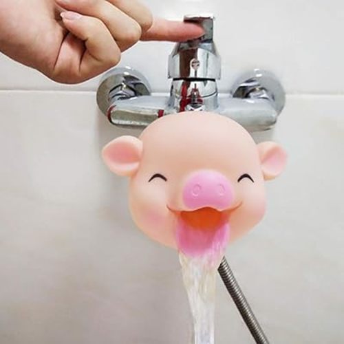 Cartoon Pig Head Faucet Extender Washbasin Bath Spout Cover, Bath Spout Cover for Bathtub Cute Animal Faucet Cover Bath Fun for Enjoyable Safe Baths