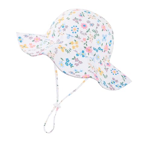 Baby Girl Sun Hat Toddler Beach Hats with UPF 50+ Protective Infant Summer Hat with Wide Brim Baby Girls Bucket Hat Swim Hat