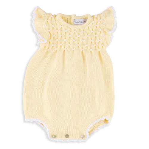 Ellis Butter Yellow Romper with White Ruffle Detailing