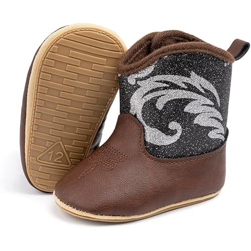 Infant Unisex Warm Fur Lining Soft Boots Baby Winter Ankle Non-Slip Rubber Texture Sole Toddler Winter Snow Crib Shoes