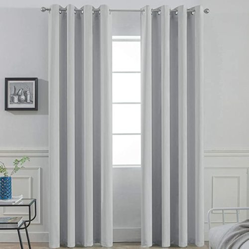 Yakamok Soft and Smooth Blackout Curtains for Bedroom - Grommet Thermal Insulated Room Darkening Curtains for Living Room, Set of 2 Panels (52 x 84Inch, Light Grey)