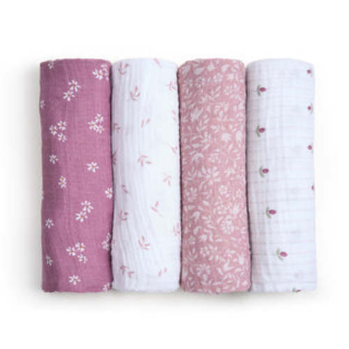 Organic Cotton Muslin Swaddles 4 Pack in Heritage Floral | aden + anais