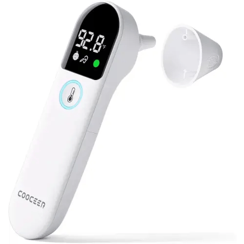 Digital Thermometer for Adults and Kids: Accurate Ear and Forehead Temperature Readings - Fever Alarm - Touchless Ideal for Babies Toddlers Infants Sensiors - Large LED Display - Home Use