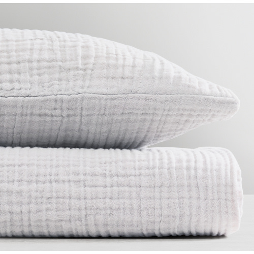 Featherlight Cotton Gauze Crib Fitted Sheet | RH Baby & Child- gray