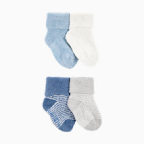 Carter's Chenille Booties (4 Pack) - Blue, 0-3 M