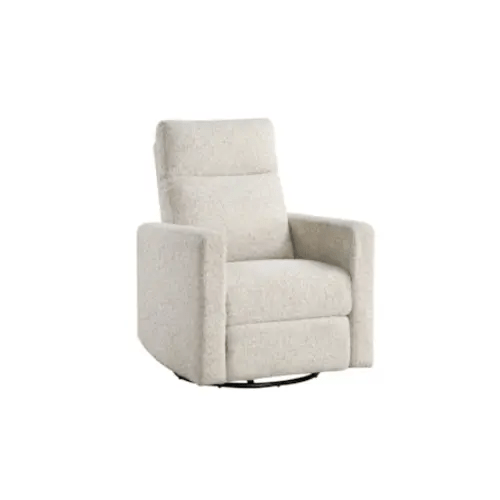 Lola Beige Nursery 30" Chenille Fabric Nursery Manual Swivel Glider Reclining Chair