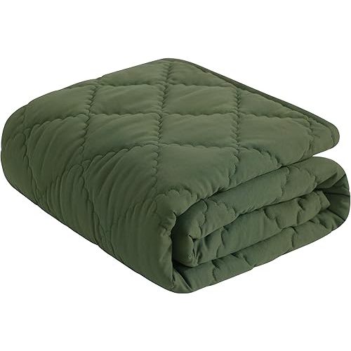 NTBAY Down Alternative Toddler Comforter, Lightweight and Warm Solid Color Baby Crib Quilted Blanket, 39x47 inches, Olive Green