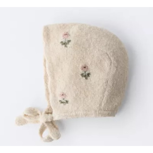FLORAL EMBROIDERED KNIT BONNET - Light beige | ZARA United States