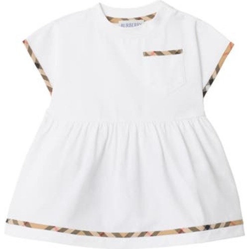 Check Trim Cotton Dress with Bloomers, 9M
