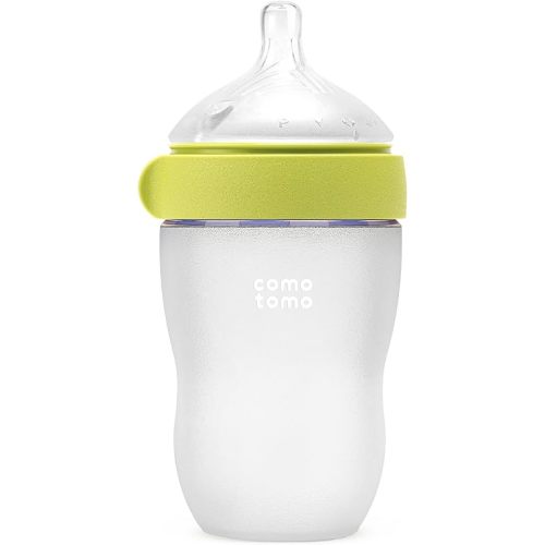 Comotomo Silicone Baby Bottle Gen 2 – 2026 Release (8oz) – Soft, Wide-Neck Bottle for Comfortable Feeding with Dual Anti Colic Vents (Includes Medium Flow Nipples), Green