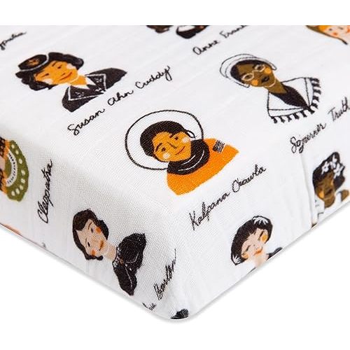 Babyletto 100% Organic Cotton Mini Crib Sheet, GOTS-Certified, Fitted 360°, Ultra-Soft and Breathable Muslin - Women in History