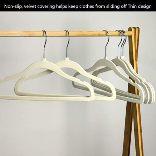 GoodtoU Kids Hangers Velvet 50 Pack -Baby Felt Hangers Non Slip Toddler Hangers Childrens Hangers for Kid Beige