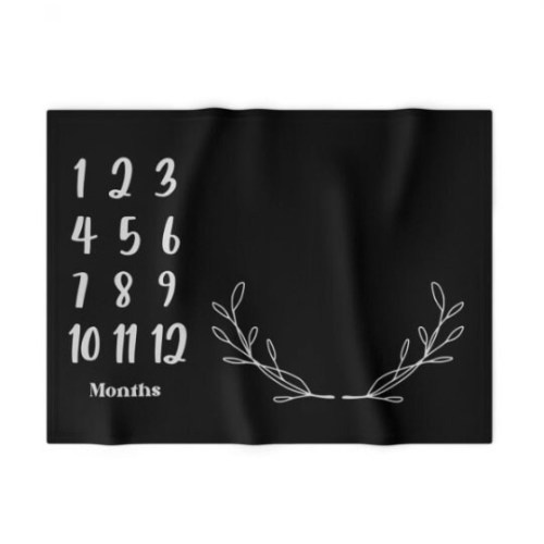 Monthly Milestone Blanket Simple Black - Crib Blanket - Baby Blanket - Black Blanket - Monthly Counter Blanket - Baby Gift - Neutral Blanket