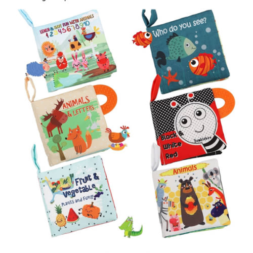 Baby Books Toys Gifts, Touch and Feel Cloth Crinkle Books for Babies,Infant Toddler Baby 0-3-6-12-18 Months,Early Learning Toys 6 to 12 Months 1-2 Years Old,Christmas Shower Gift for Boys Girls,6 PCS