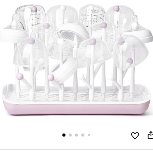 Termichy Baby Bottle Drying Rack, Large Capacity Baby Bottle Rack for Bottles, Dry Rack with Removable Water Tray(Pink)