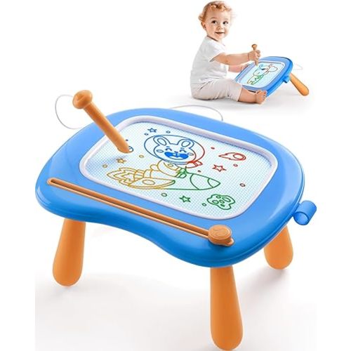 Educational Toys for 1-2 Year Old Boy Birthday Christmas Gifts, Learning Magnetic Drawing Board for Toddlers Age 1-3 One Years, Doodle Board Baby Toys 12-18 Months (Blue)